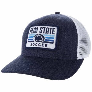 trucker hat navy melange with embroidered Penn State Soccer patch